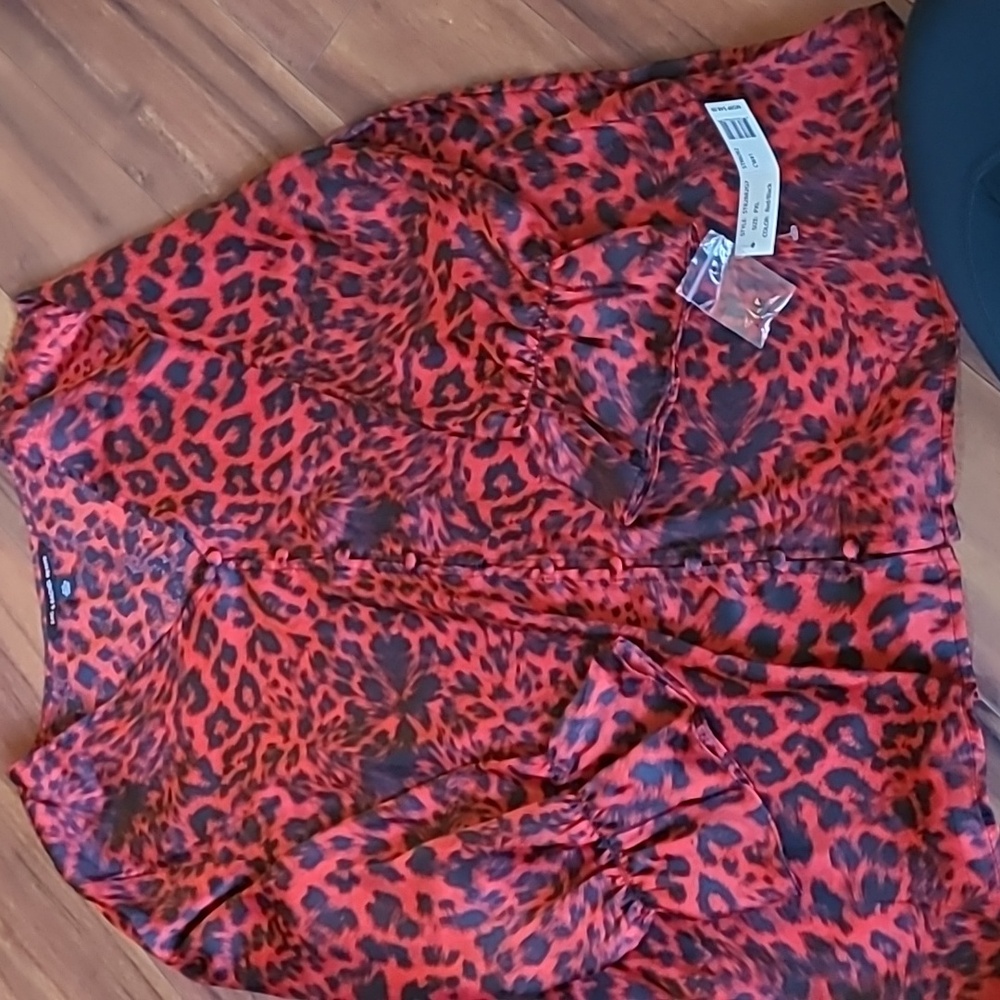 Zac & Rachel Vibrant Red Animal Print Top